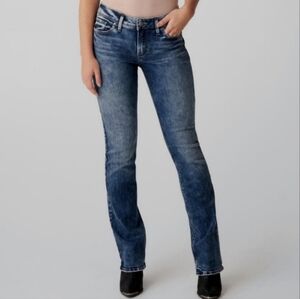 Silver Jeans Elyse Slim Boot Bootcut Denim Dark Wash Western Stretchy Womens 29